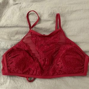 Red lace swim top